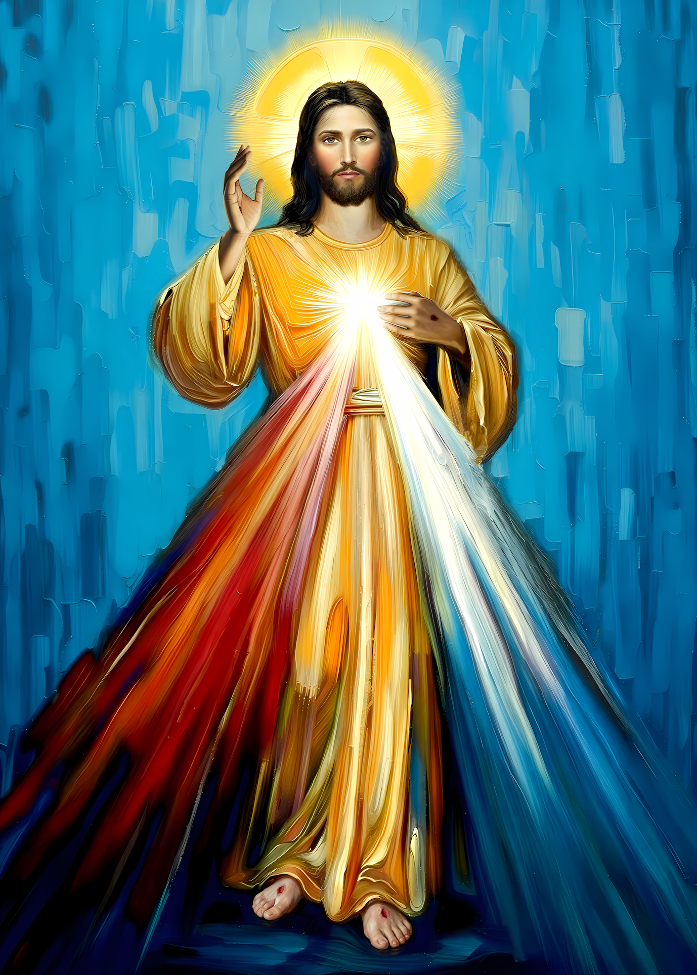 Jesus Divine Mercy Image Pendant with Adjustable Lobster Clasp Necklace