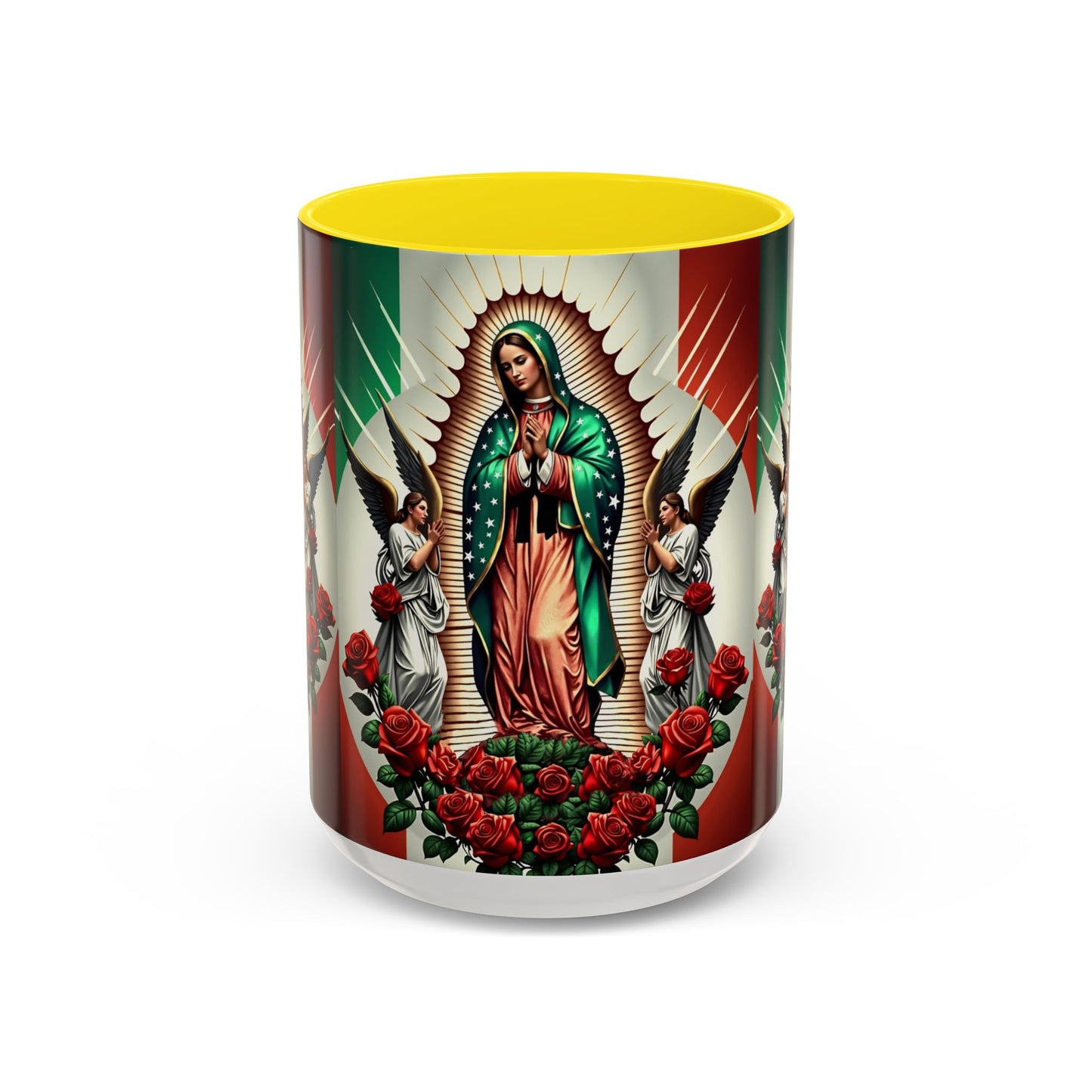 Catholic Coffee Mug,  15oz Ceramic Cup, Our Lady of Guadalupe Inspired