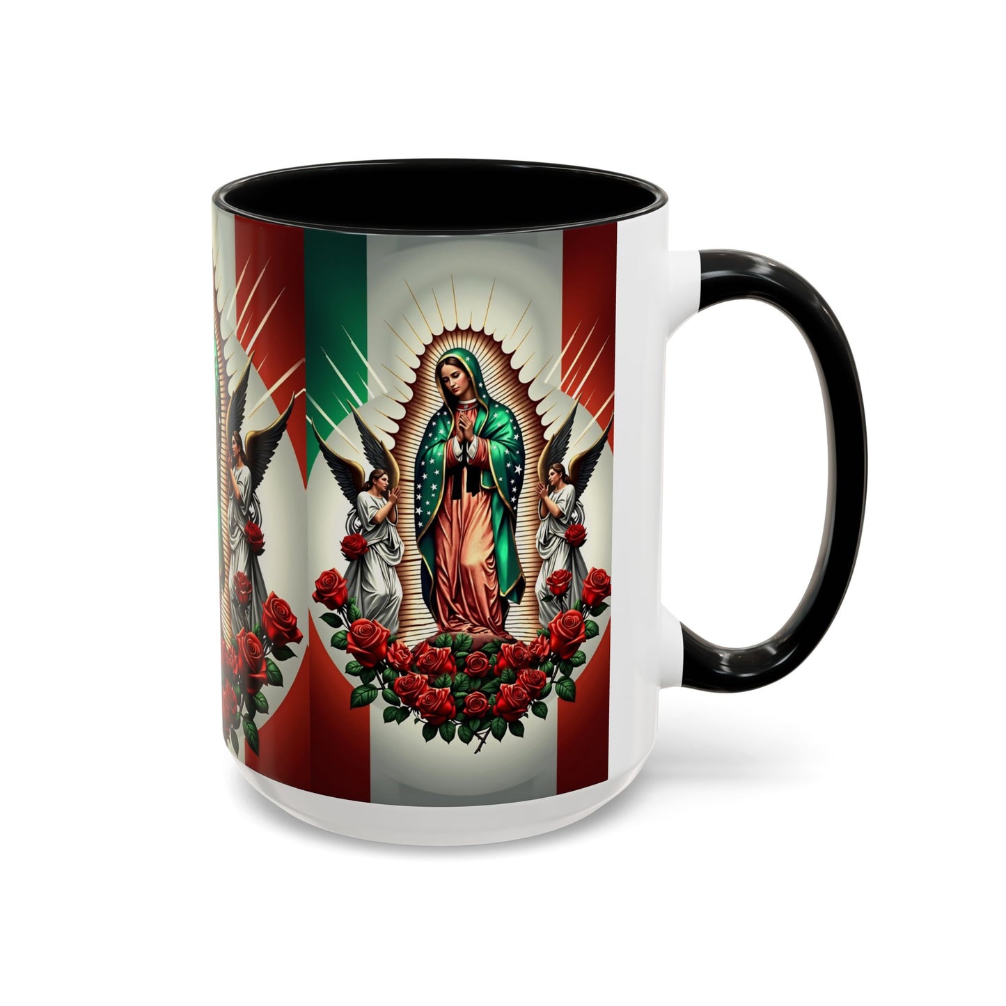 Catholic Coffee Mug,  15oz Ceramic Cup, Our Lady of Guadalupe Inspired