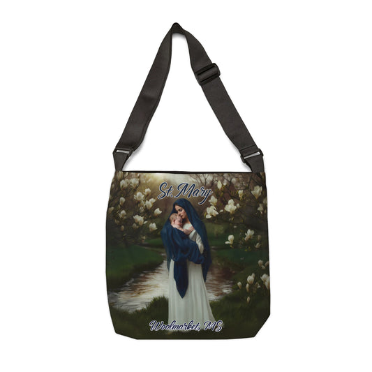 Adjustable Strap Tote St Mary, Woolmarket, MS Biloxi River and Magnolias