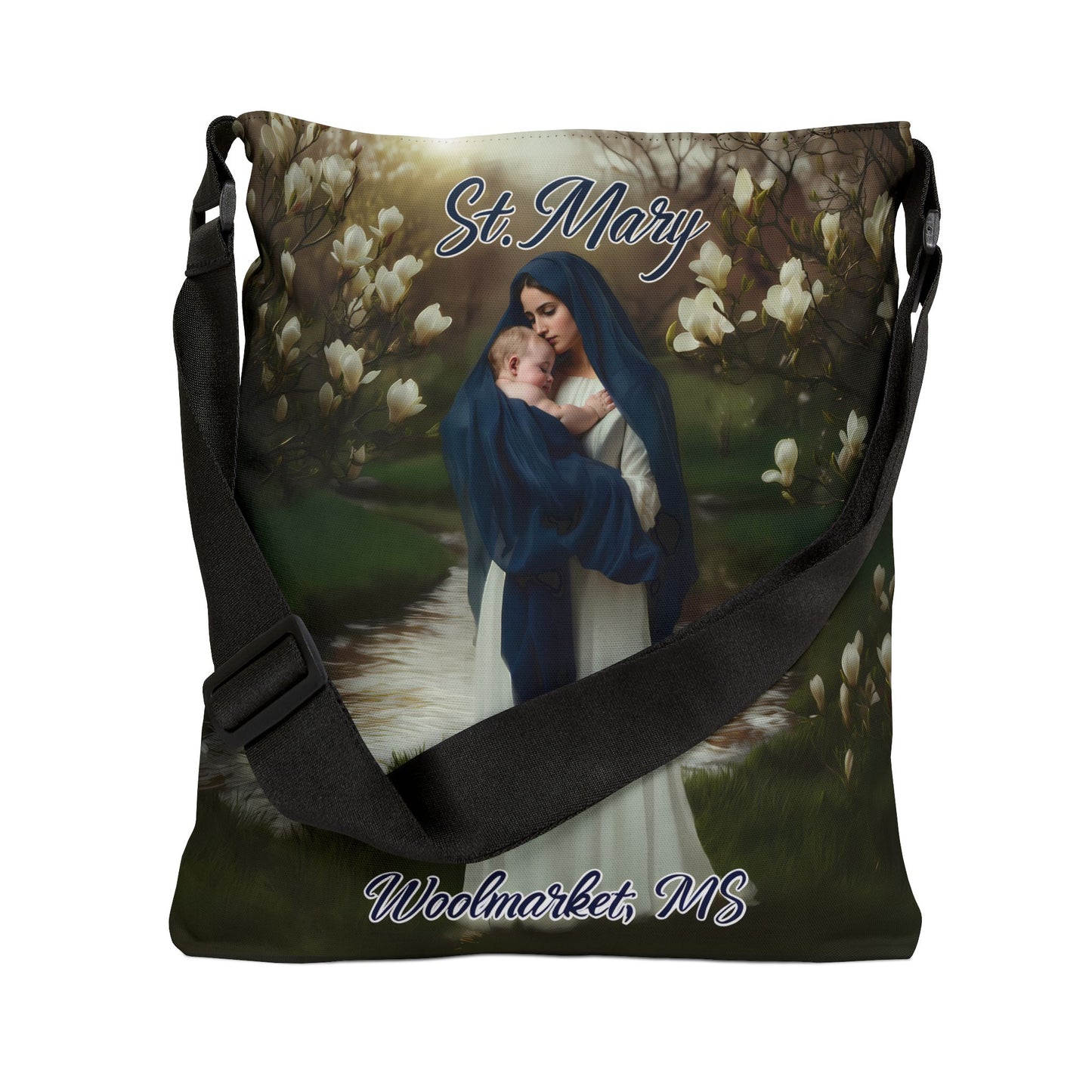 Adjustable Strap Tote St Mary, Woolmarket, MS Biloxi River and Magnolias