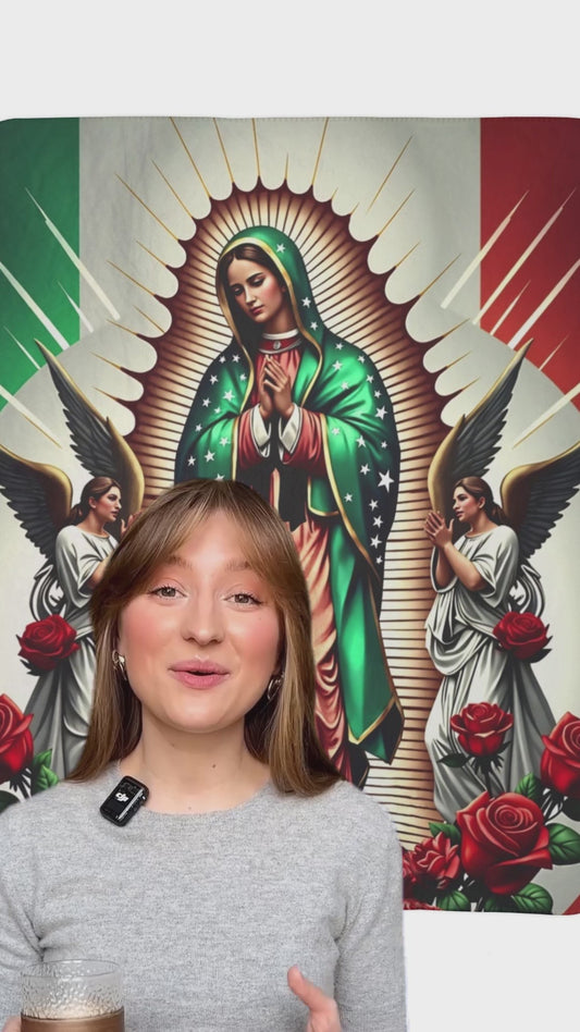 Fleece Sherpa Blanket Catholic Inspired by Our Lady of Guadalupe Various Sizes