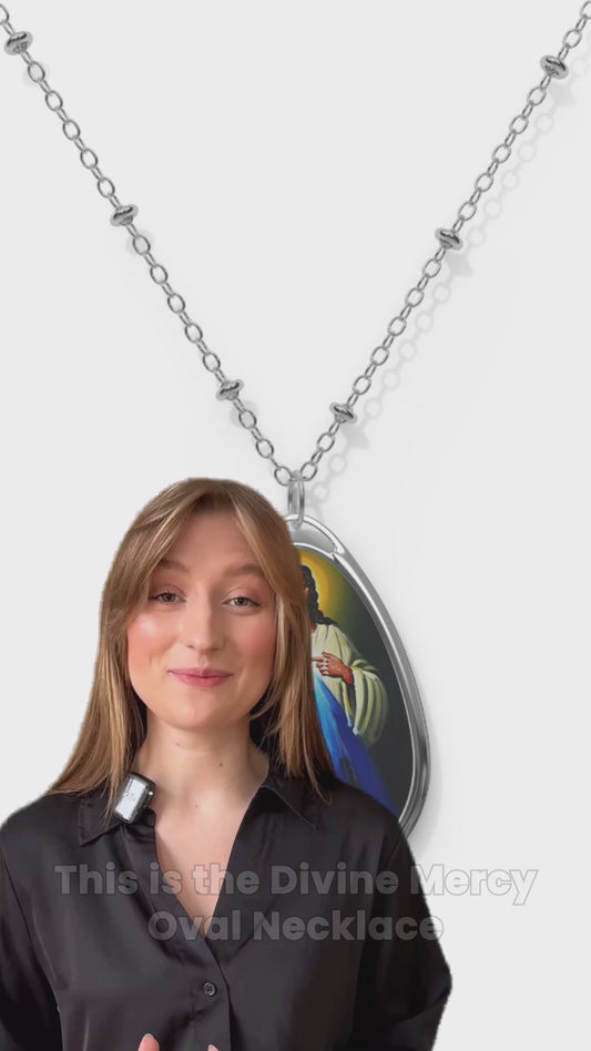 Jesus Divine Mercy Image Pendant with Adjustable Lobster Clasp Necklace